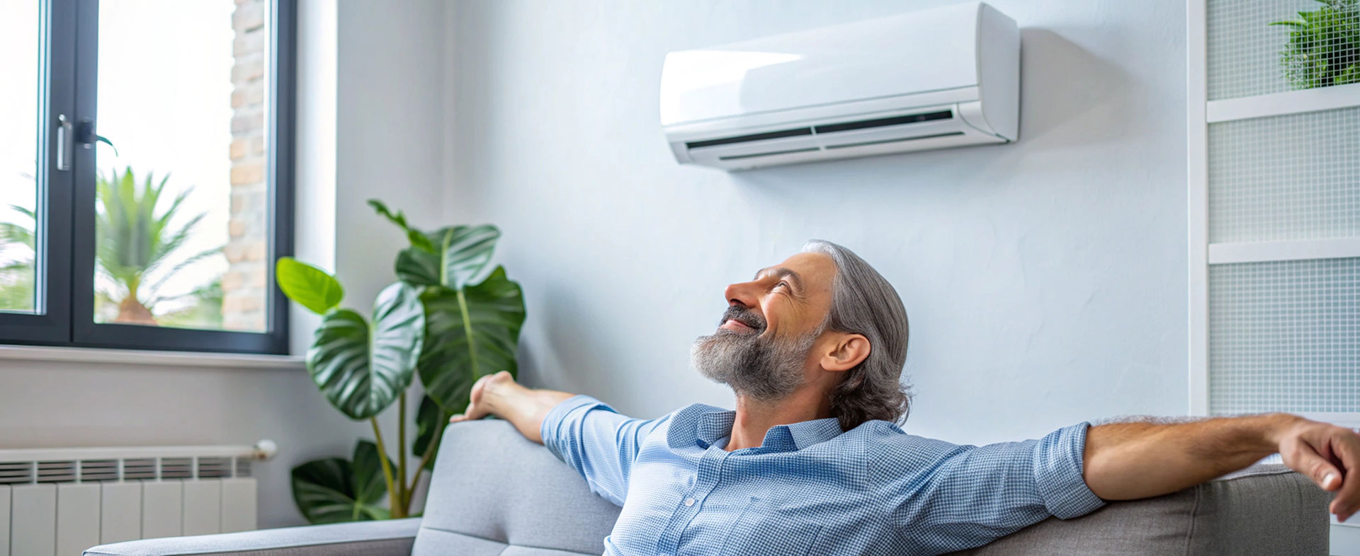 homme qui est détendu suite à l'entretien de sa climatisation faite par Richard énergie à jonage